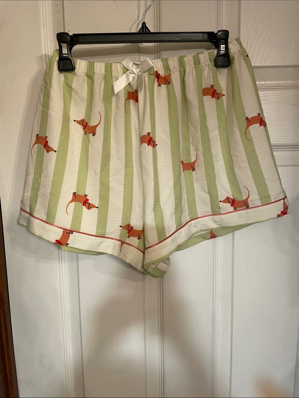 Source Unknown Green Stripe Short Pajama Set with Orange Dachshund print - Picture 4 of 5